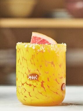 Anthropologie - The Sports Confetti Icon Juice Glass - Yellow Football